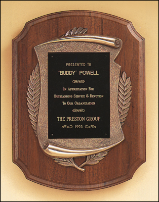 American walnut Plaque 11 x 15 with antique bronze finish frame casting P1433 Made in the USA 11 x 15