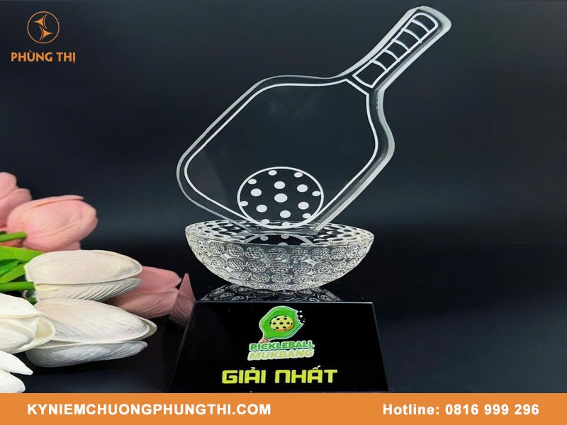 Cúp pickleball thuỷ tinh đẹp & cao cấp Cúp pickleball thuỷ tinh