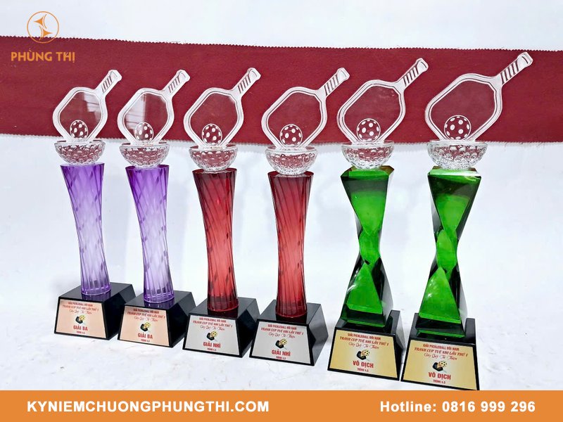 Cúp pickleball thuỷ tinh đẹp & cao cấp Cúp pickleball thuỷ tinh