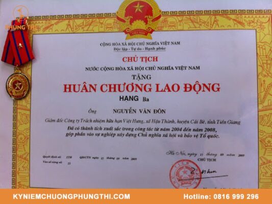 Tiêu chuẩn huân chương lao động hạng 3