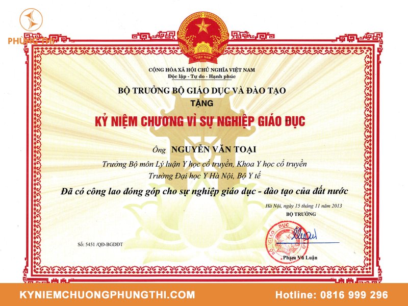 Huy chương vì sự nghiệp giáo dục danh hiệu cao quý Huy chương vì sự nghiệp giáo dục