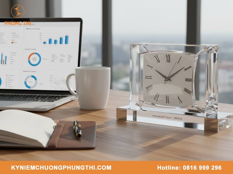 Vị trí đặt đồng hồ pha lê trên bàn làm việc kích tài lộc