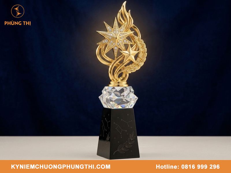 Cúp hợp kim kết hợp pha lê