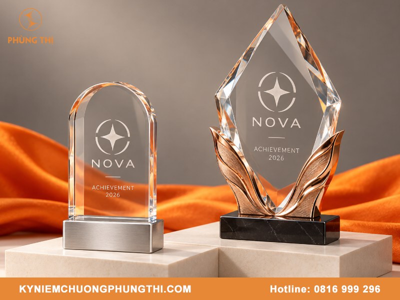 Đặt cúp hợp kim pha lê tinh tế tôn vinh thành tích dat cup hop kim pha le